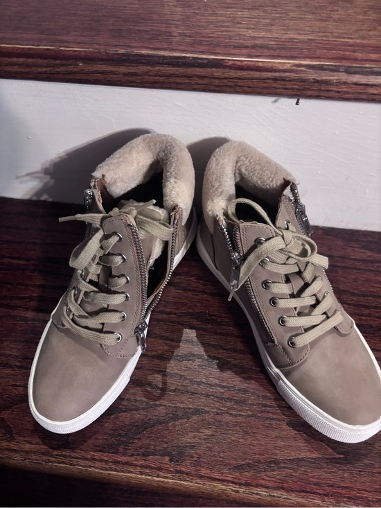 DV by Dolce Vita Shoes - DV by Dolce Vita Taupe High-Top Sneakers with Shearling Lining